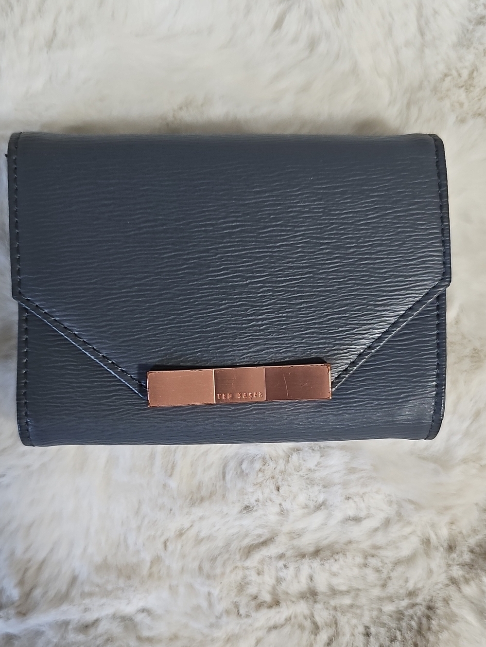 Ted Baker Navy Wallet with Rose Gold Bar